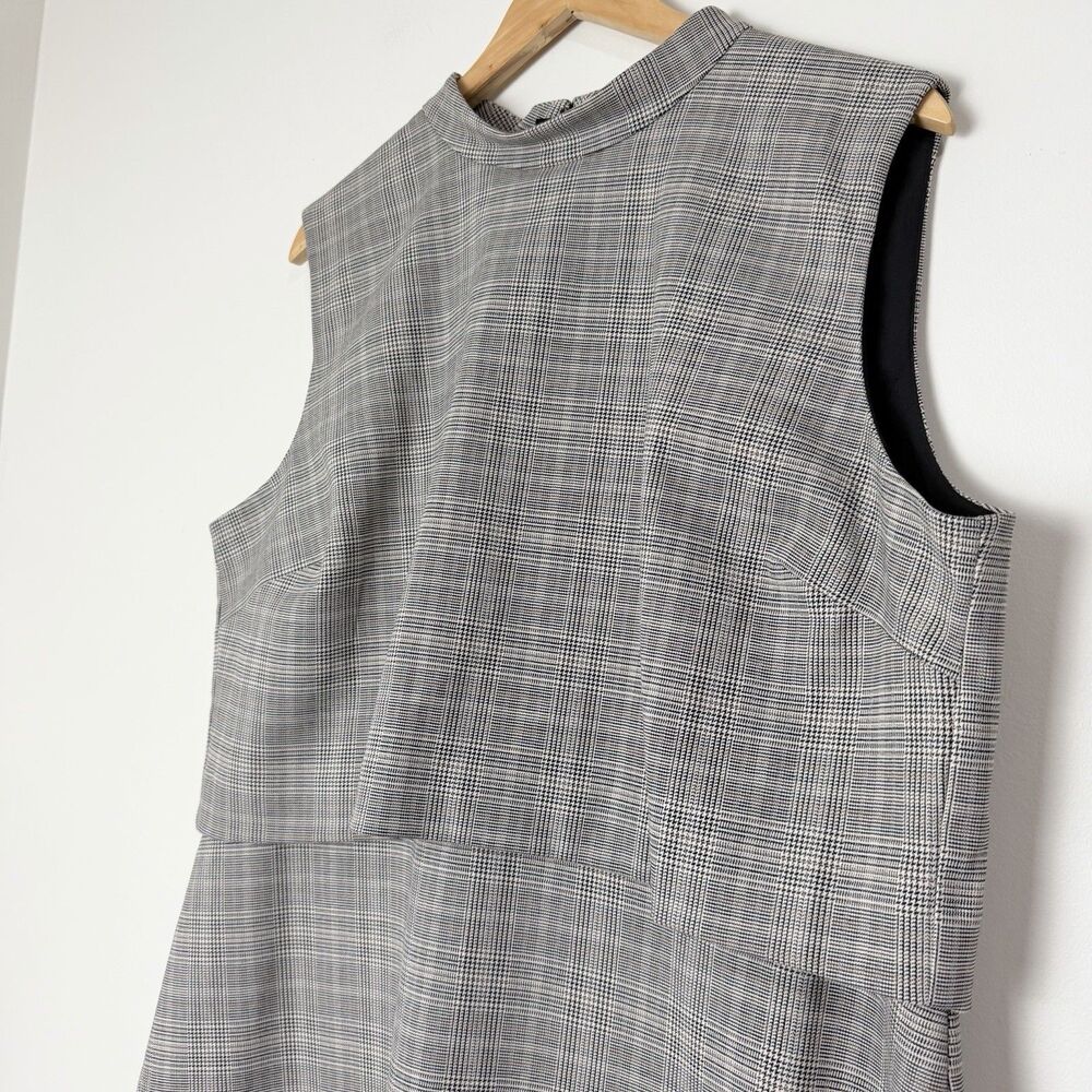 Ann Taylor Career Dress Black Ivory Tan Houndstooth Plaid Mock Neck Women’s 18 - Picture 3 of 12